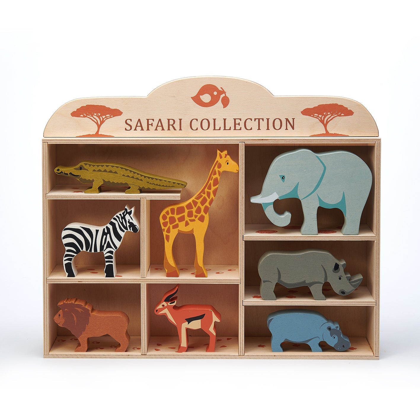 8 Safari Animals Shelf Set