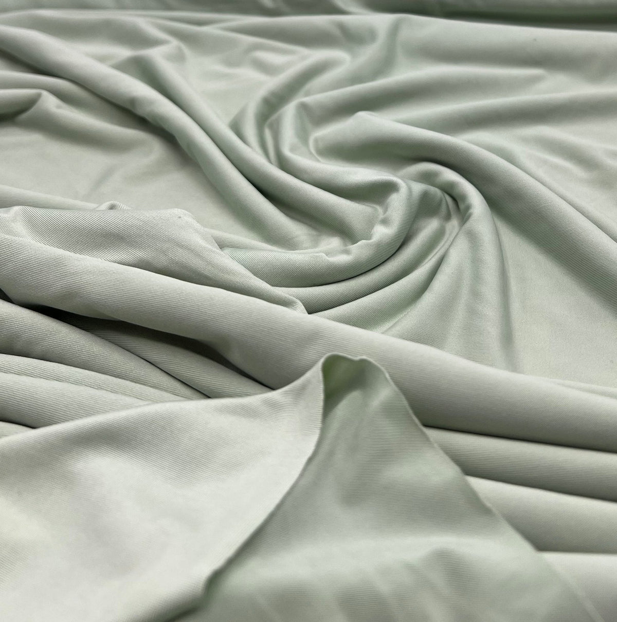 Sage Green Plain Shiny Soft Touch Slinky 4 Way Stretch Fabric