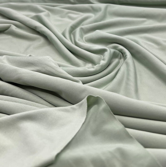 Sage Green Plain Shiny Soft Touch Slinky 4 Way Stretch Fabric