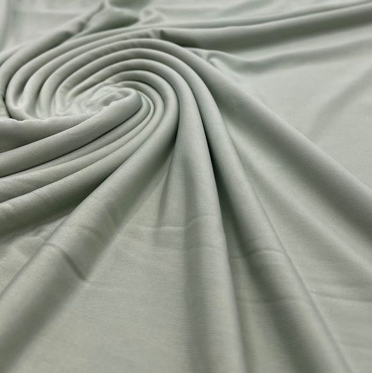 Sage Green Plain Shiny Soft Touch Slinky 4 Way Stretch Fabric