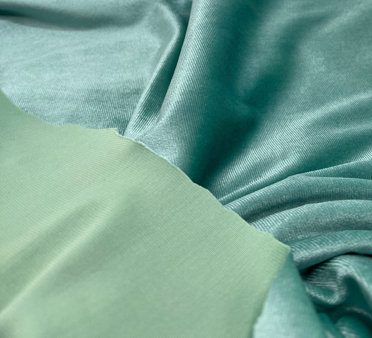Sage Green Plain Velour Spandex Stretch Fabric