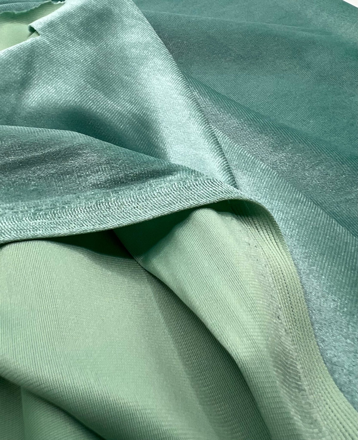 Sage Green Plain Velour Spandex Stretch Fabric
