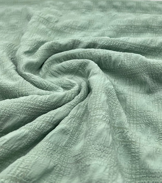 Sage Green Textured Bubble Non Stretch Fabric