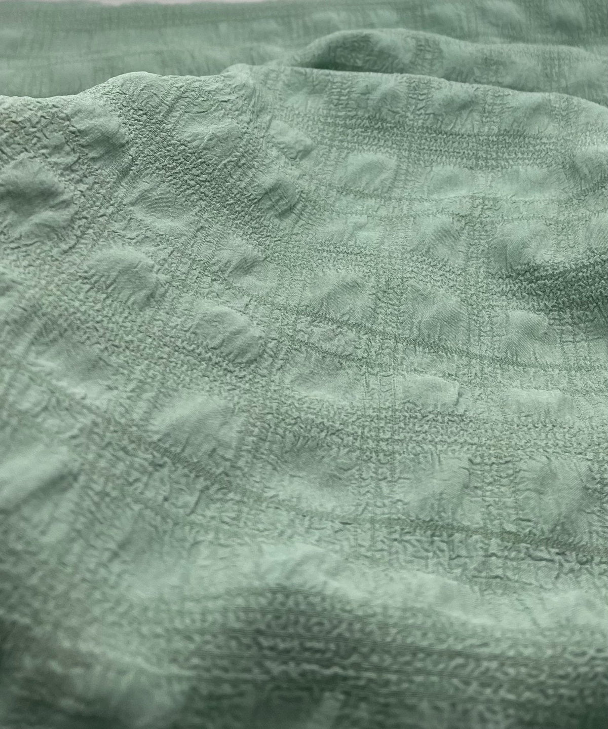 Sage Green Textured Bubble Non Stretch Fabric