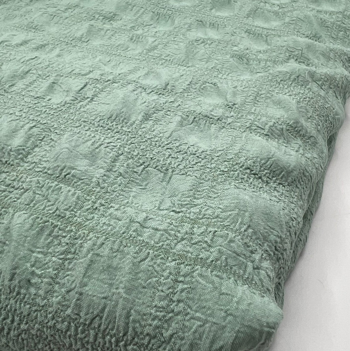 Sage Green Textured Bubble Non Stretch Fabric
