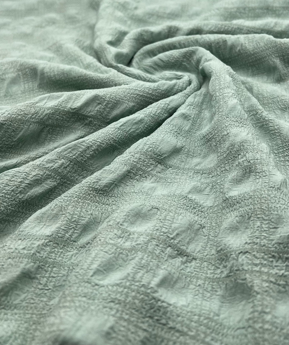 Sage Green Textured Bubble Non Stretch Fabric