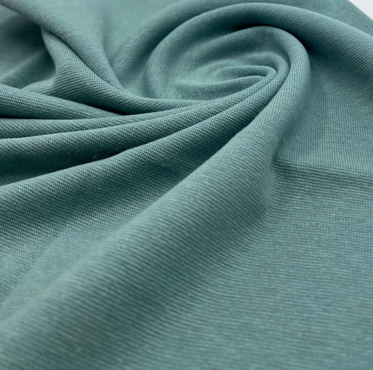Sage Jersey Cuffing Ribbing Fabric 270 GSM Cotton Knit 70cm Wide