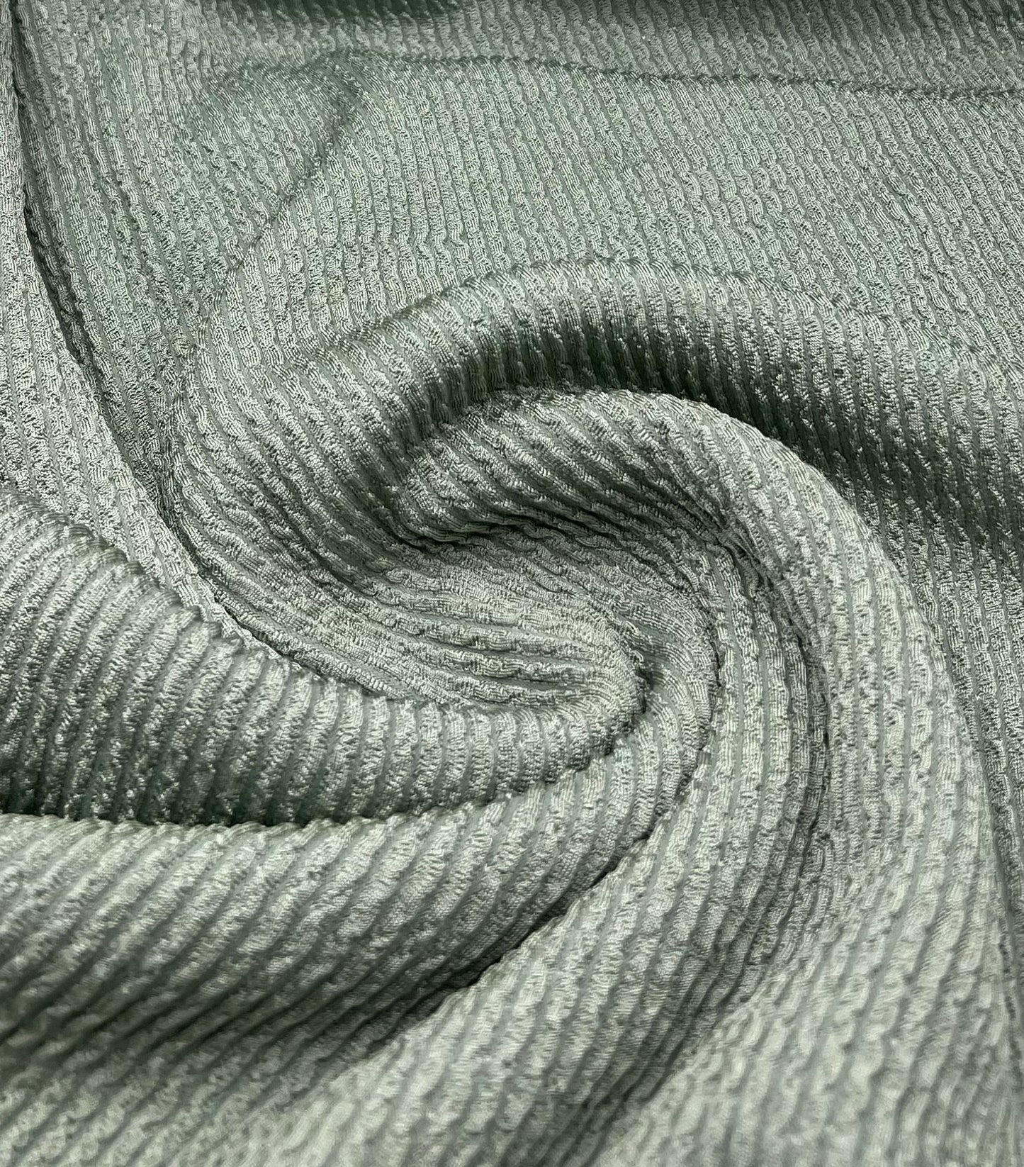 Sage Thick Rope Rib 2 Way Stretch Fabric
