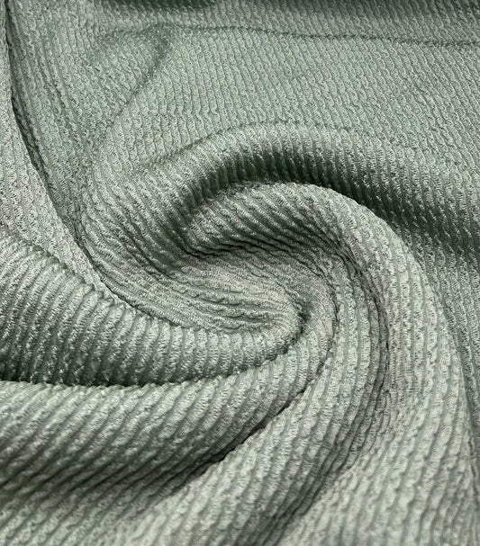 Sage Thick Rope Rib 2 Way Stretch Fabric