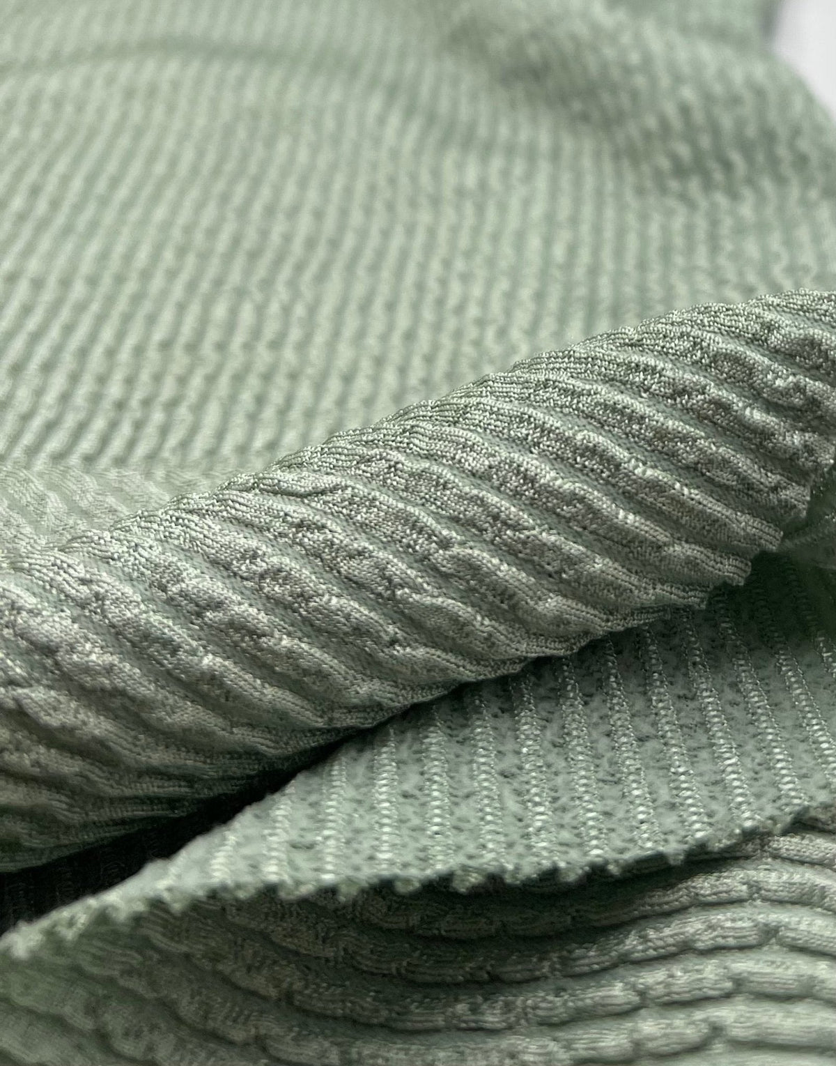Sage Thick Rope Rib 2 Way Stretch Fabric