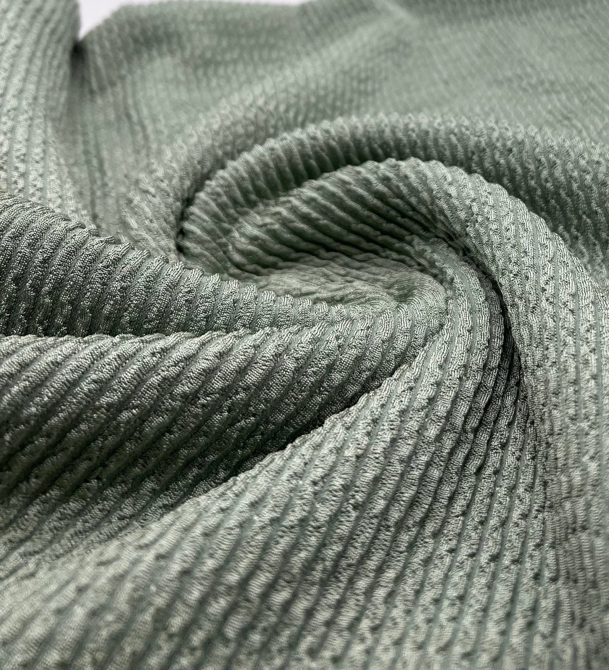 Sage Thick Rope Rib 2 Way Stretch Fabric