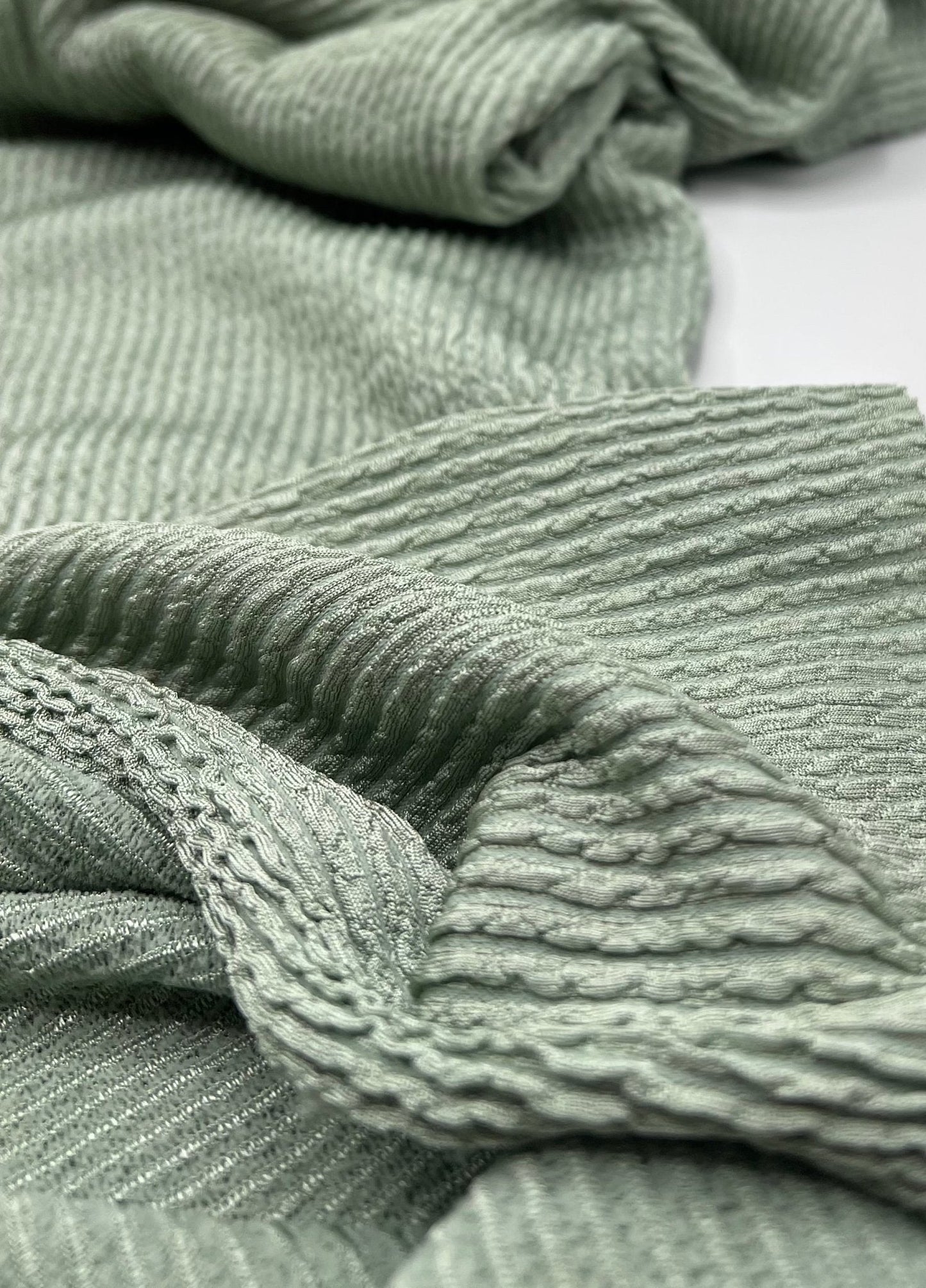 Sage Thick Rope Rib 2 Way Stretch Fabric