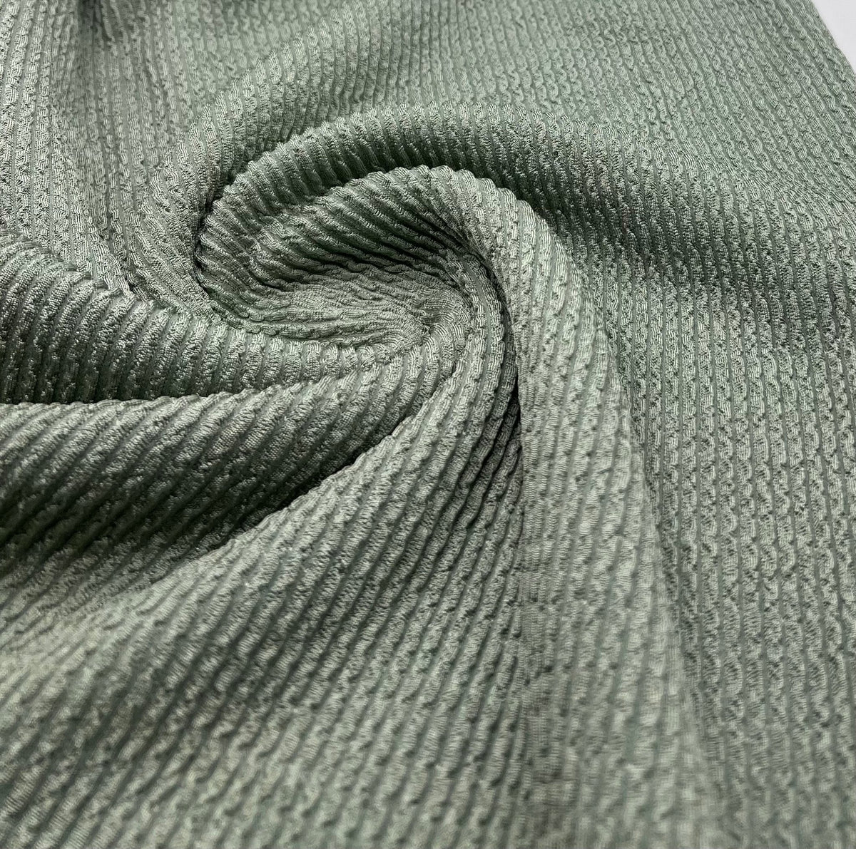 Sage Thick Rope Rib 2 Way Stretch Fabric