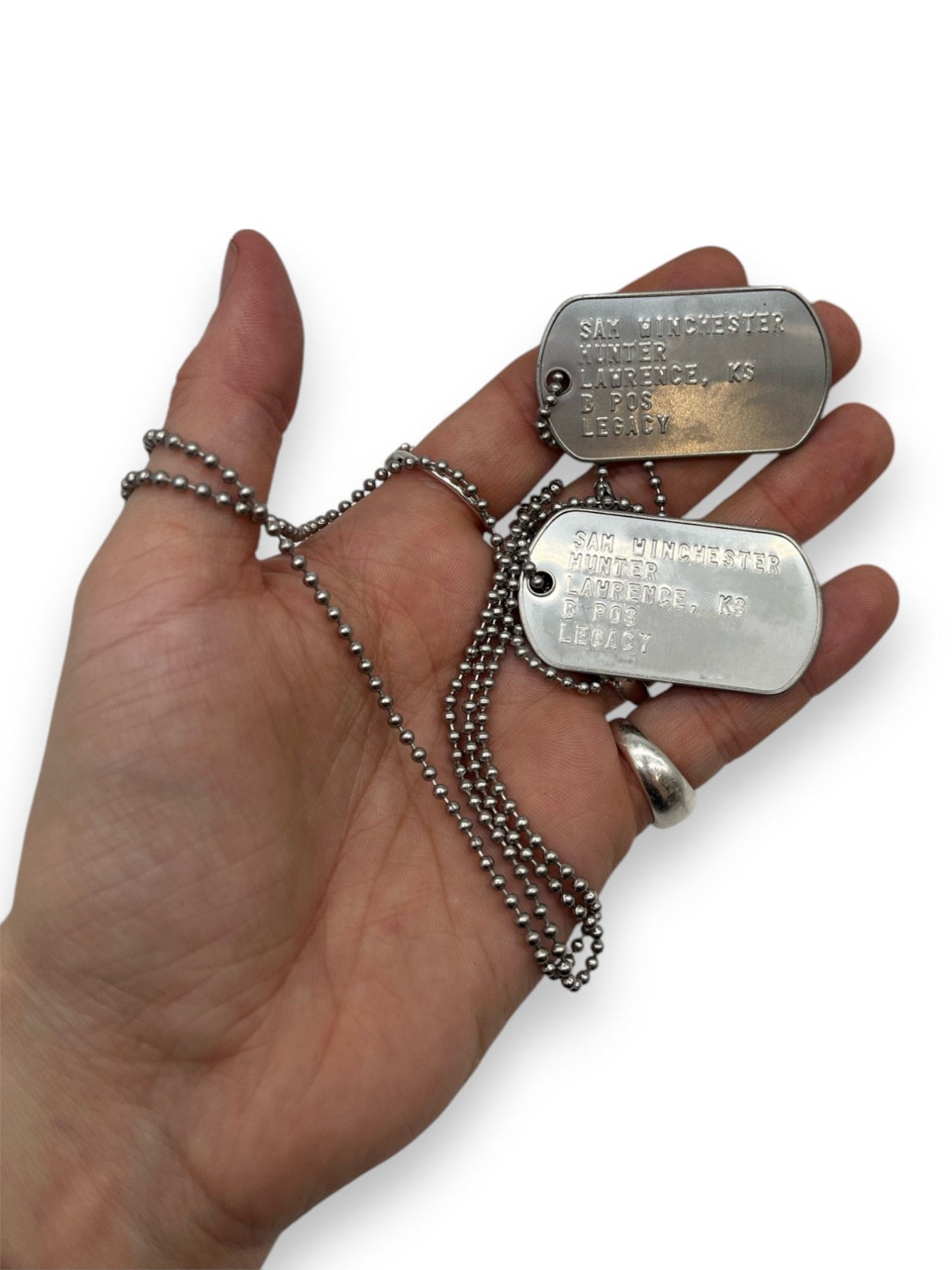 'SAM WINCHESTER' Military Dog Tags - Cosplay Costume Prop Replica - Stainless Steel Chains Included