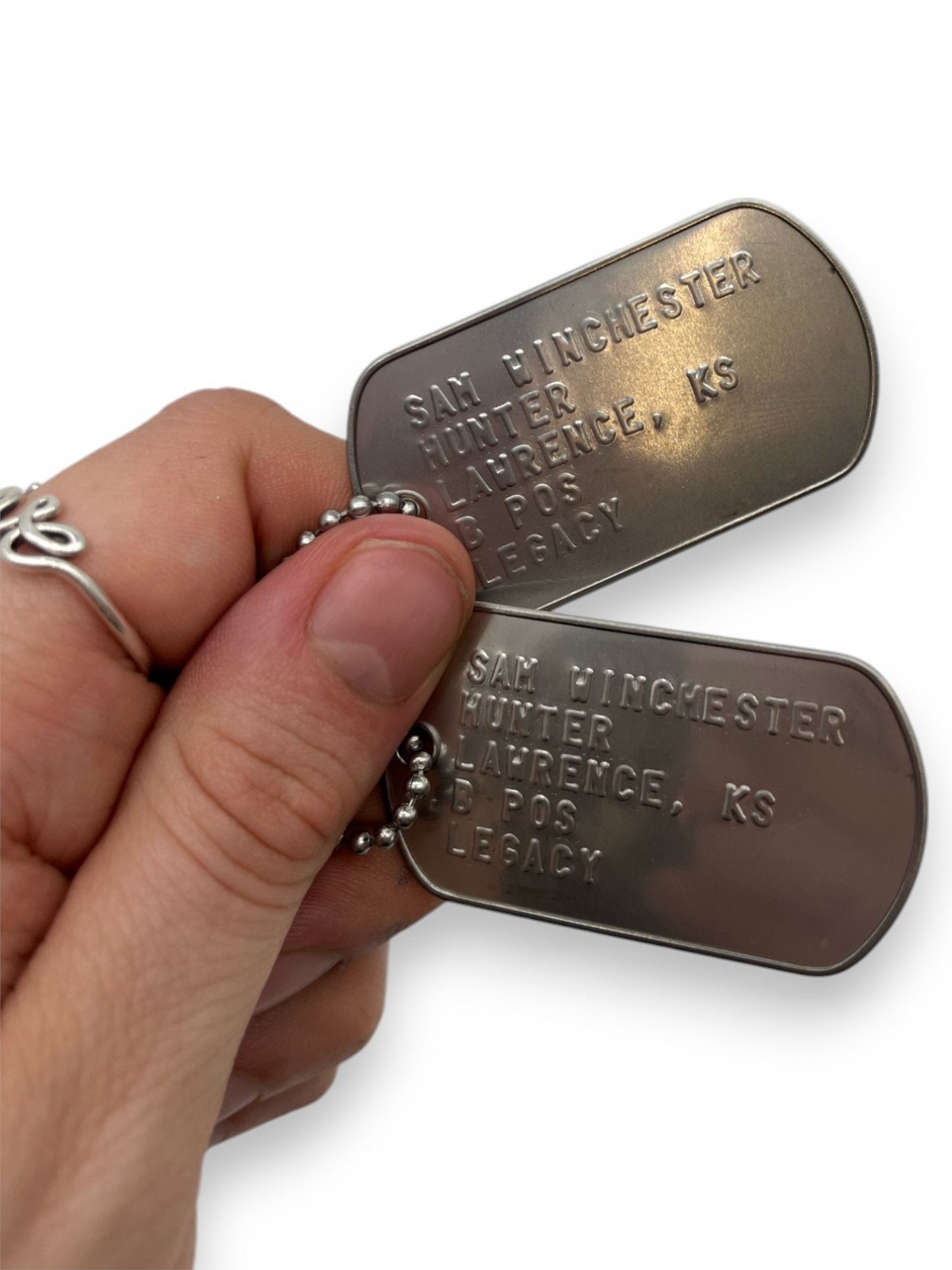 'SAM WINCHESTER' Military Dog Tags - Cosplay Costume Prop Replica - Stainless Steel Chains Included