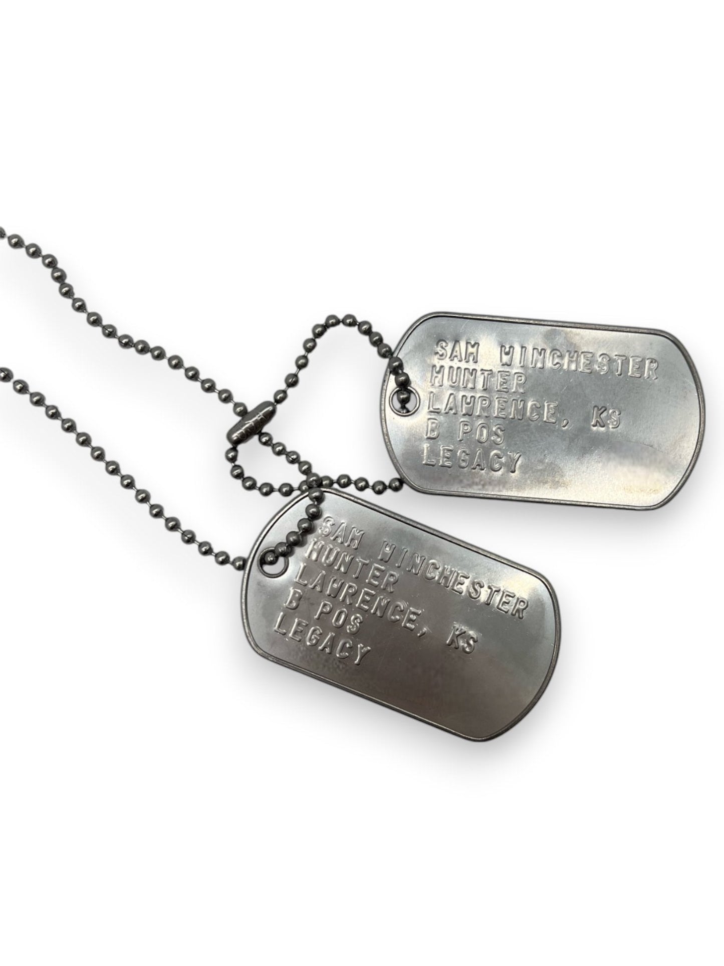 'SAM WINCHESTER' Military Dog Tags - Cosplay Costume Prop Replica - Stainless Steel Chains Included