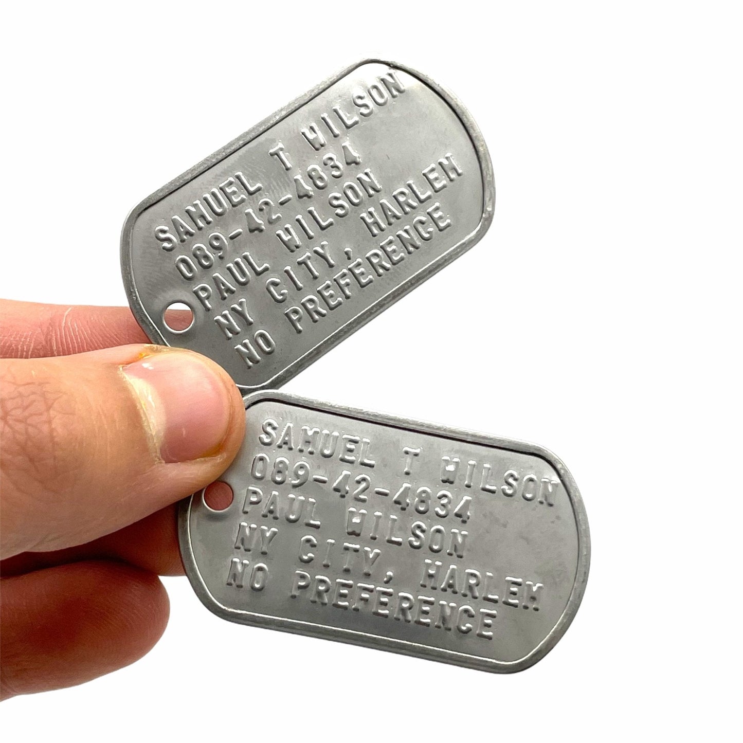 Samuel Thomas 'FALCON' Sam Wilson Military Dog Tags - Movie Costume Cosplay Prop - Stainless Steel - Chain&Silencers Included