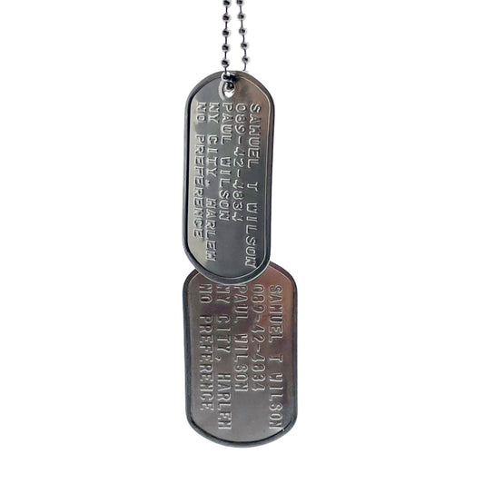 Samuel Thomas 'FALCON' Sam Wilson Military Dog Tags - Movie Costume Cosplay Prop - Stainless Steel - Chain&Silencers Included