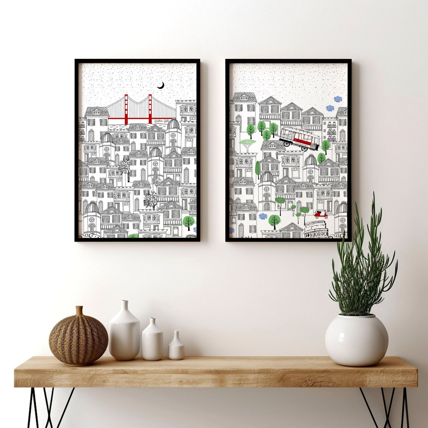 San Francisco print  | Set of 2 wall art travel posters