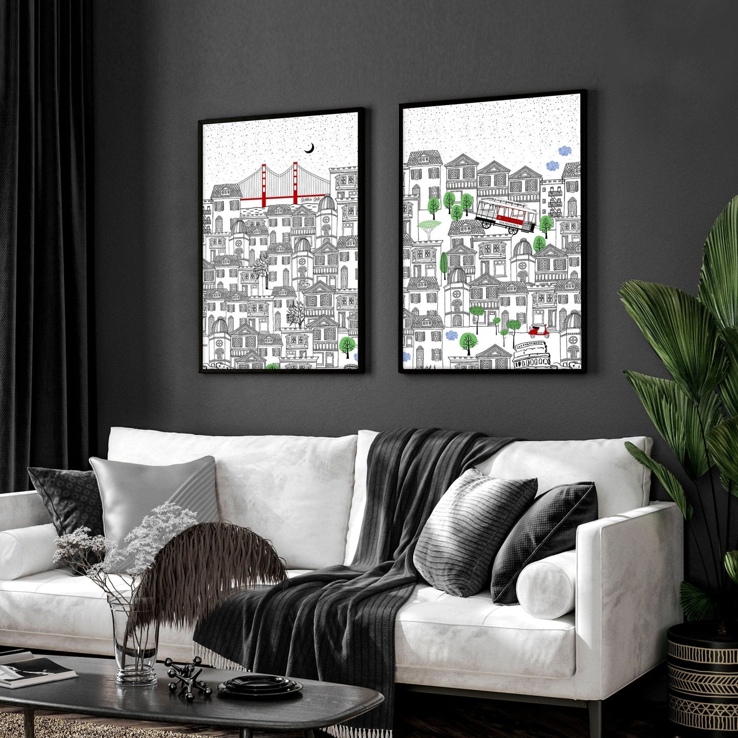 San Francisco print  | Set of 2 wall art travel posters