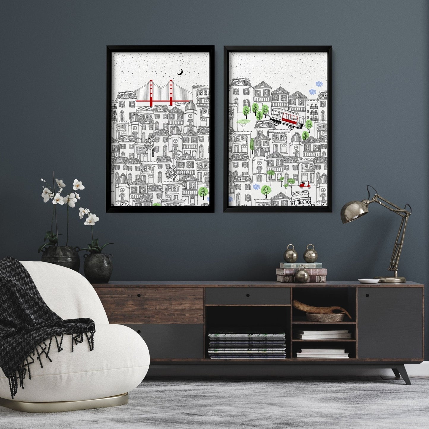 San Francisco print  | Set of 2 wall art travel posters