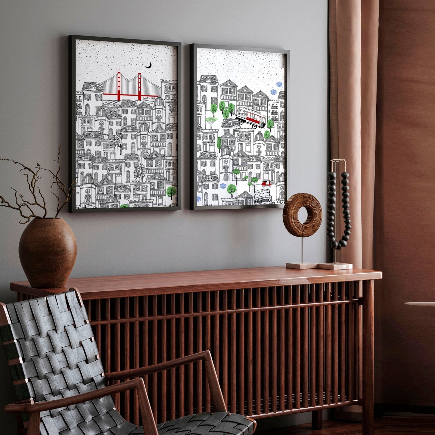 San Francisco print  | Set of 2 wall art travel posters