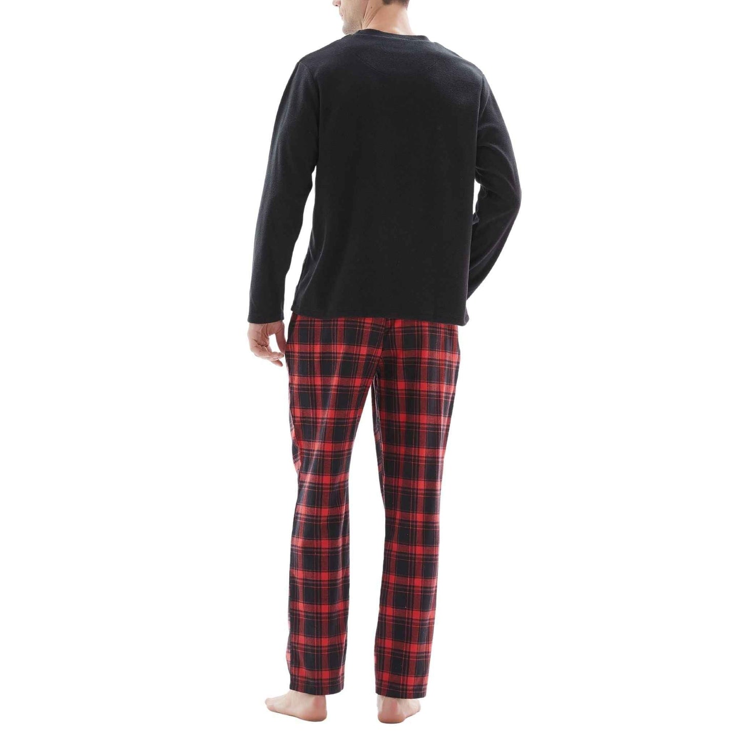 Men's Thermal Fleece Lounge Set with Cozy Check Cotton Pants