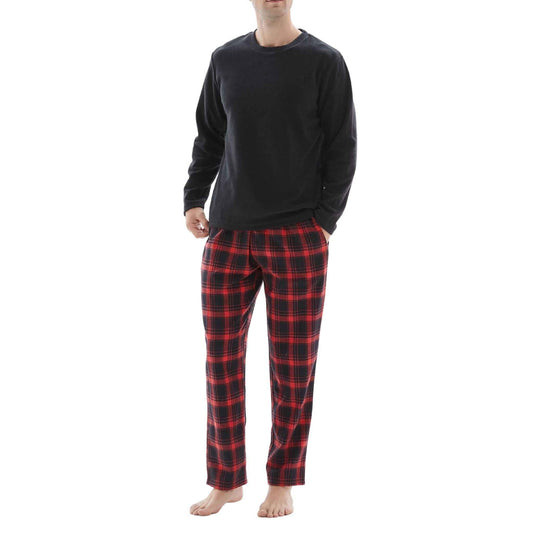 Men's Thermal Fleece Lounge Set with Cozy Check Cotton Pants