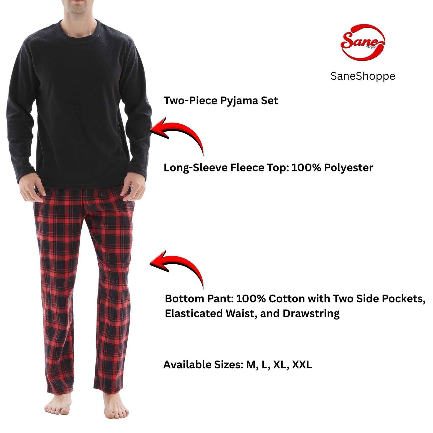 Men's Thermal Fleece Lounge Set with Cozy Check Cotton Pants
