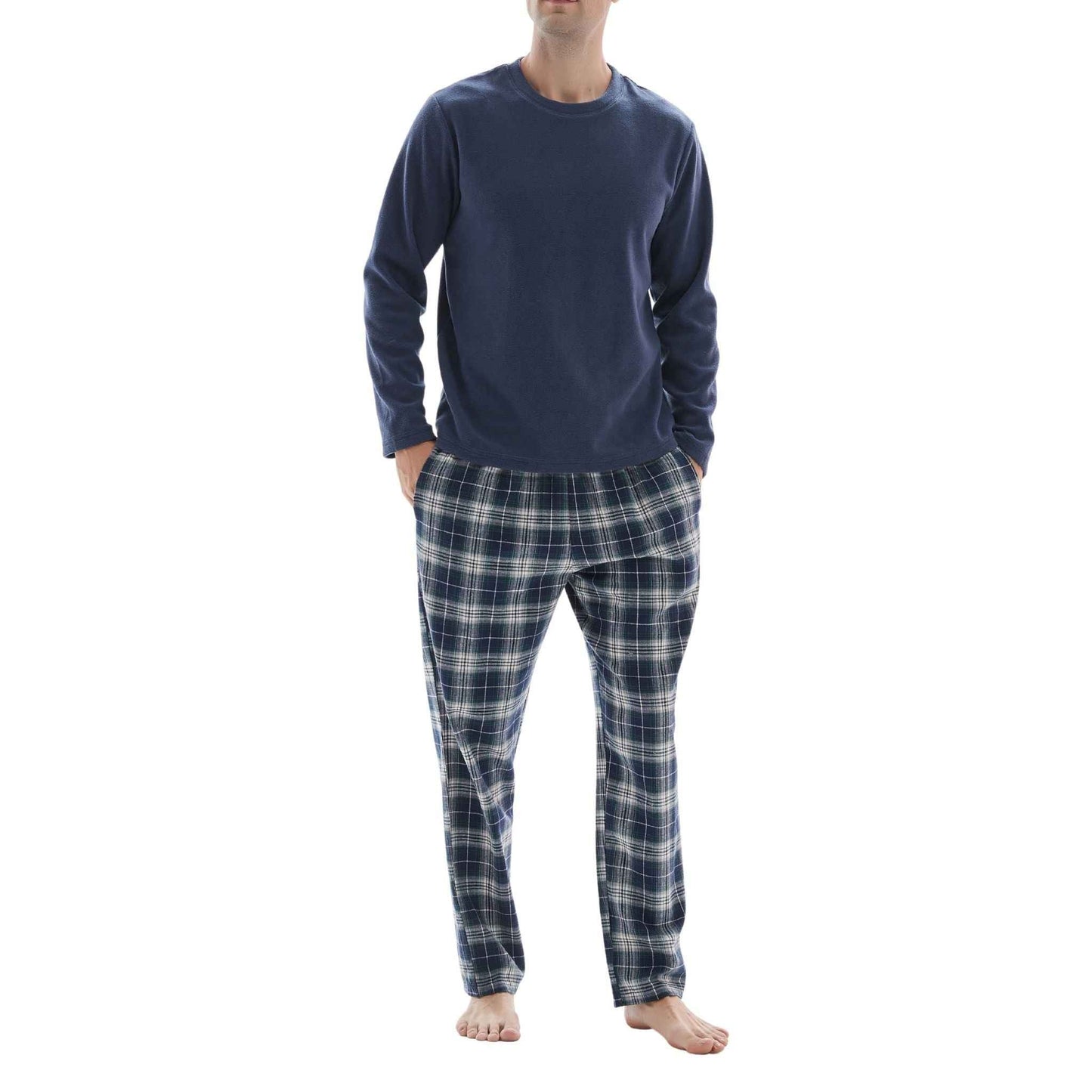 Men's Thermal Pyjama Set with Cotton Bottoms, Available in Sizes M-XXL