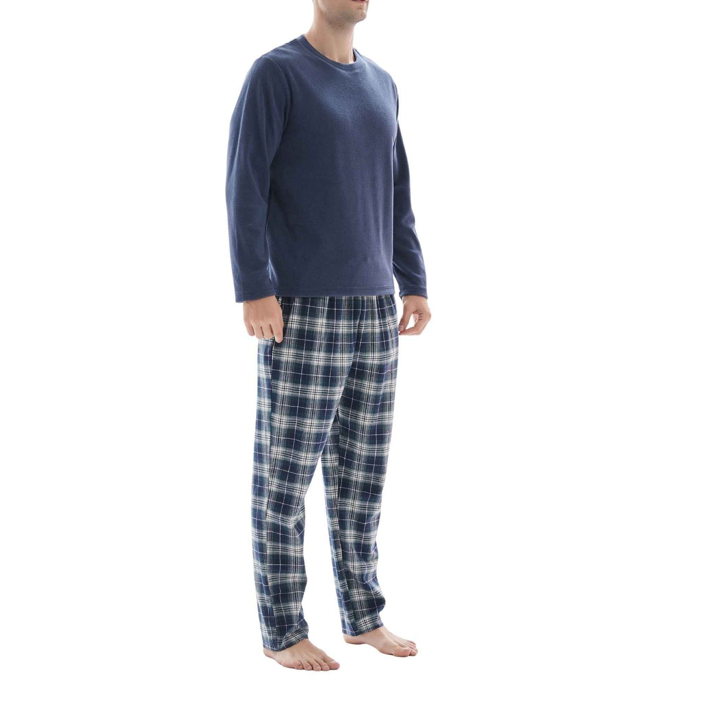 Men's Thermal Pyjama Set with Cotton Bottoms, Available in Sizes M-XXL