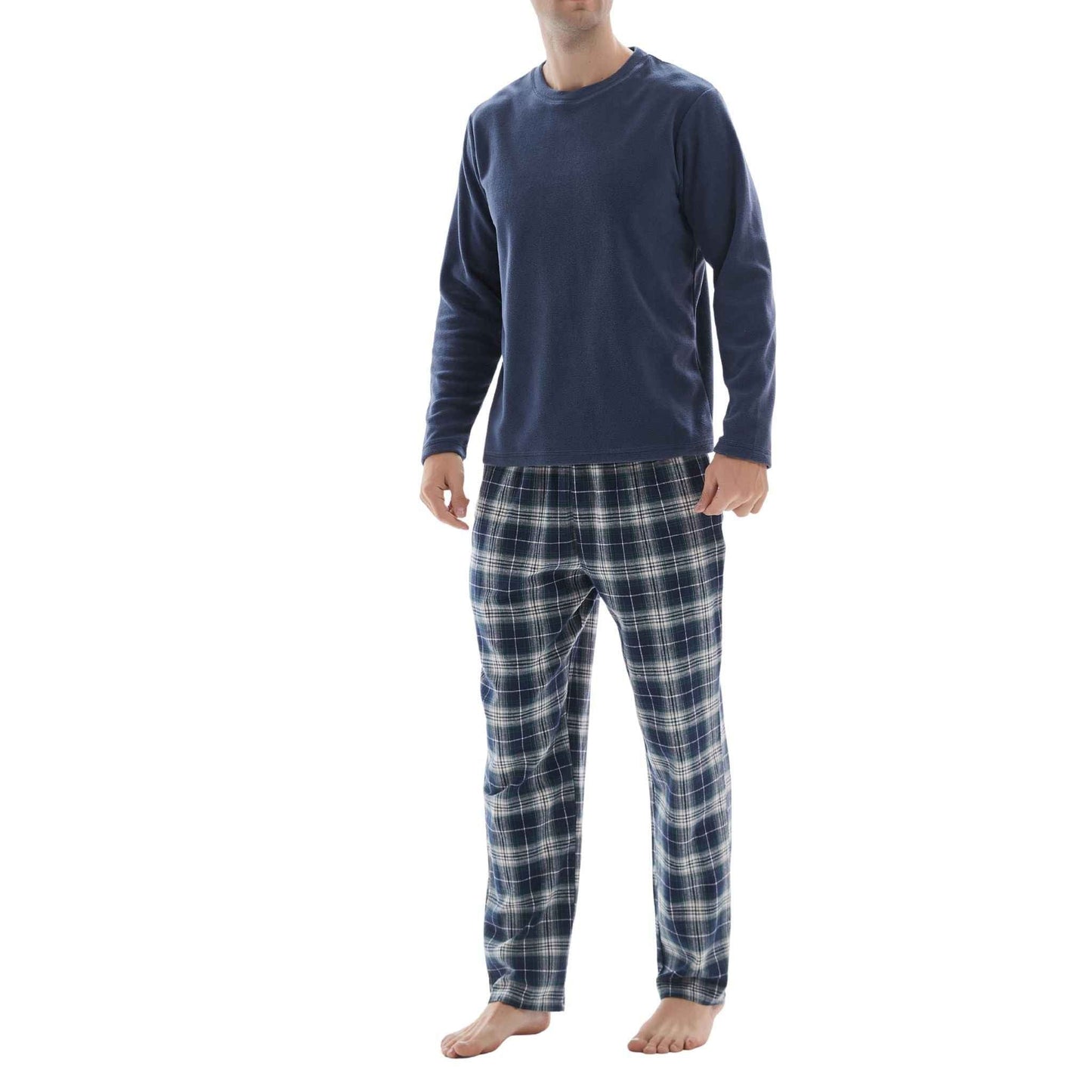 Men's Thermal Pyjama Set with Cotton Bottoms, Available in Sizes M-XXL