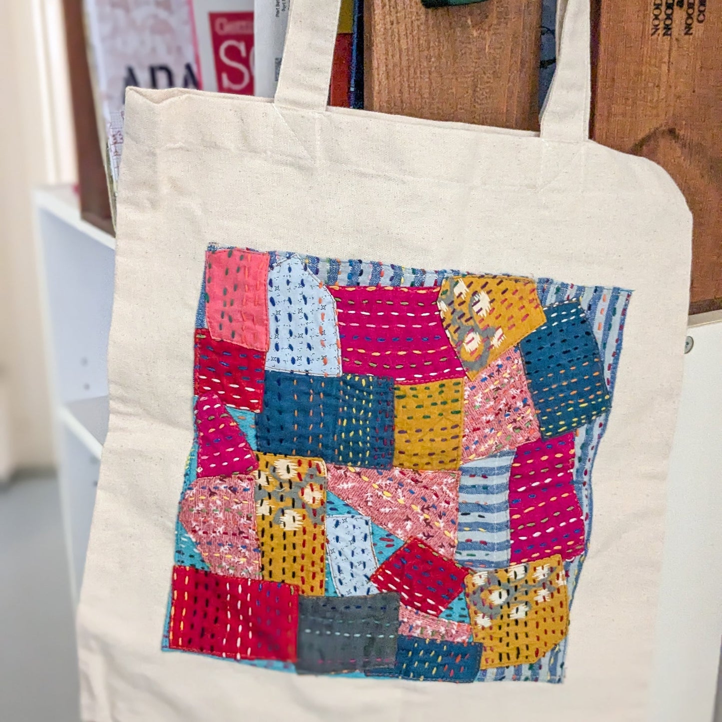 Sari patchwork cotton tote bag