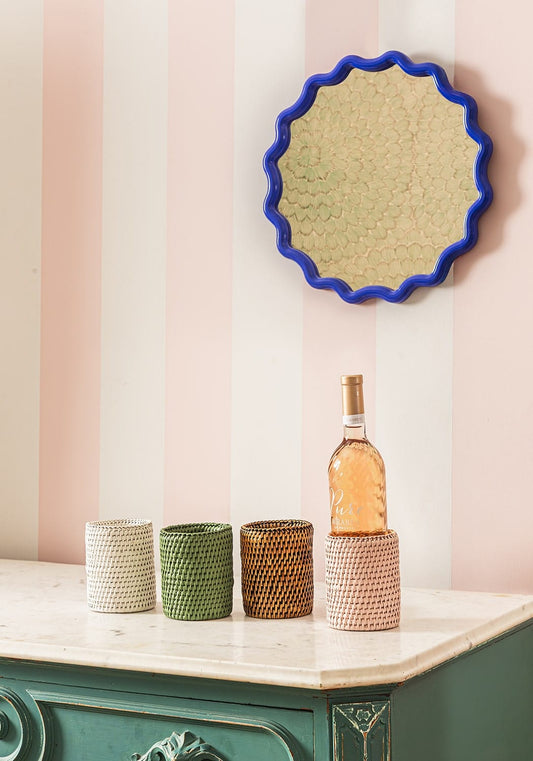 Savannah Rattan Bottle Holder - White