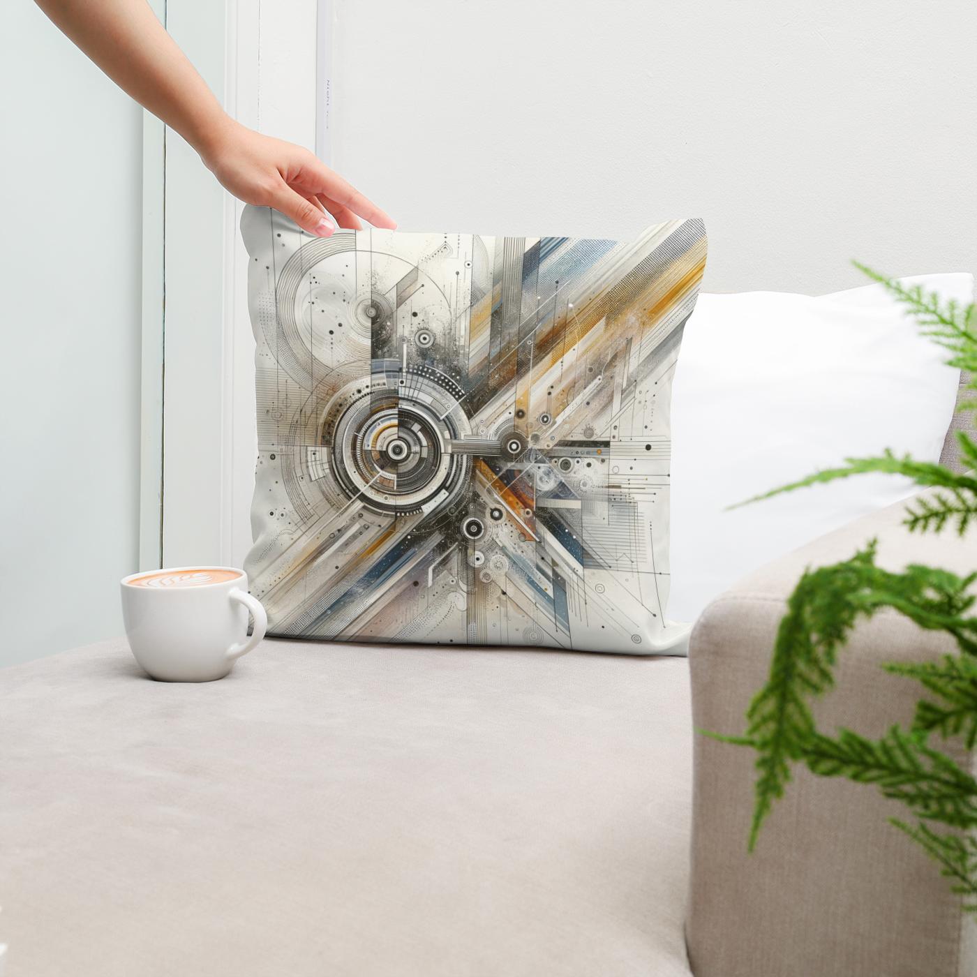 Lens of Time: Visions in Abstract Cotton Cushion