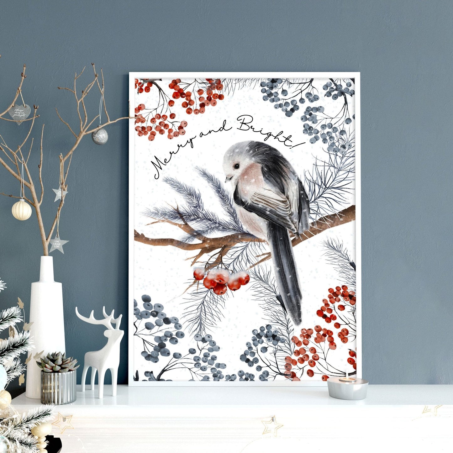 Scandinavian Christmas decoration wall art print