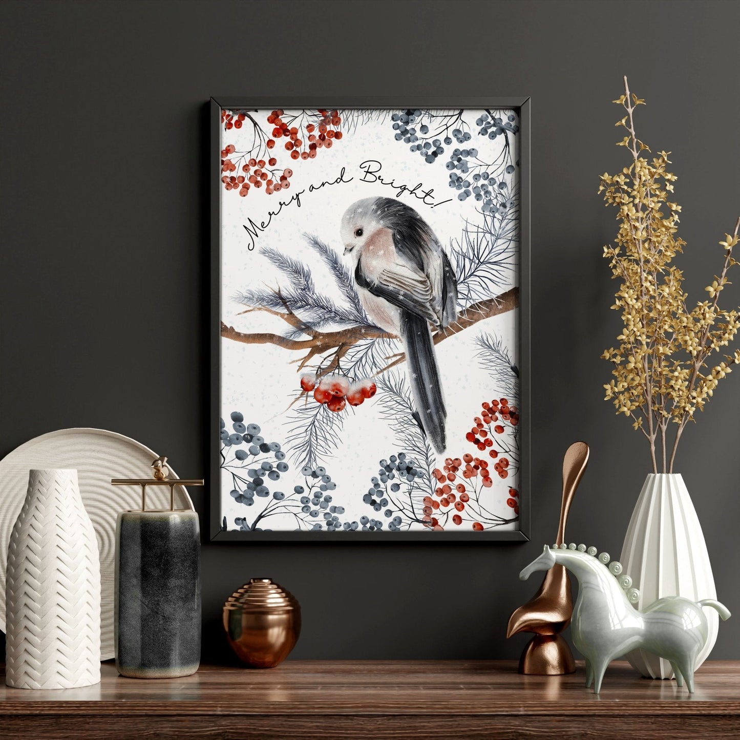 Scandinavian Christmas decoration wall art print