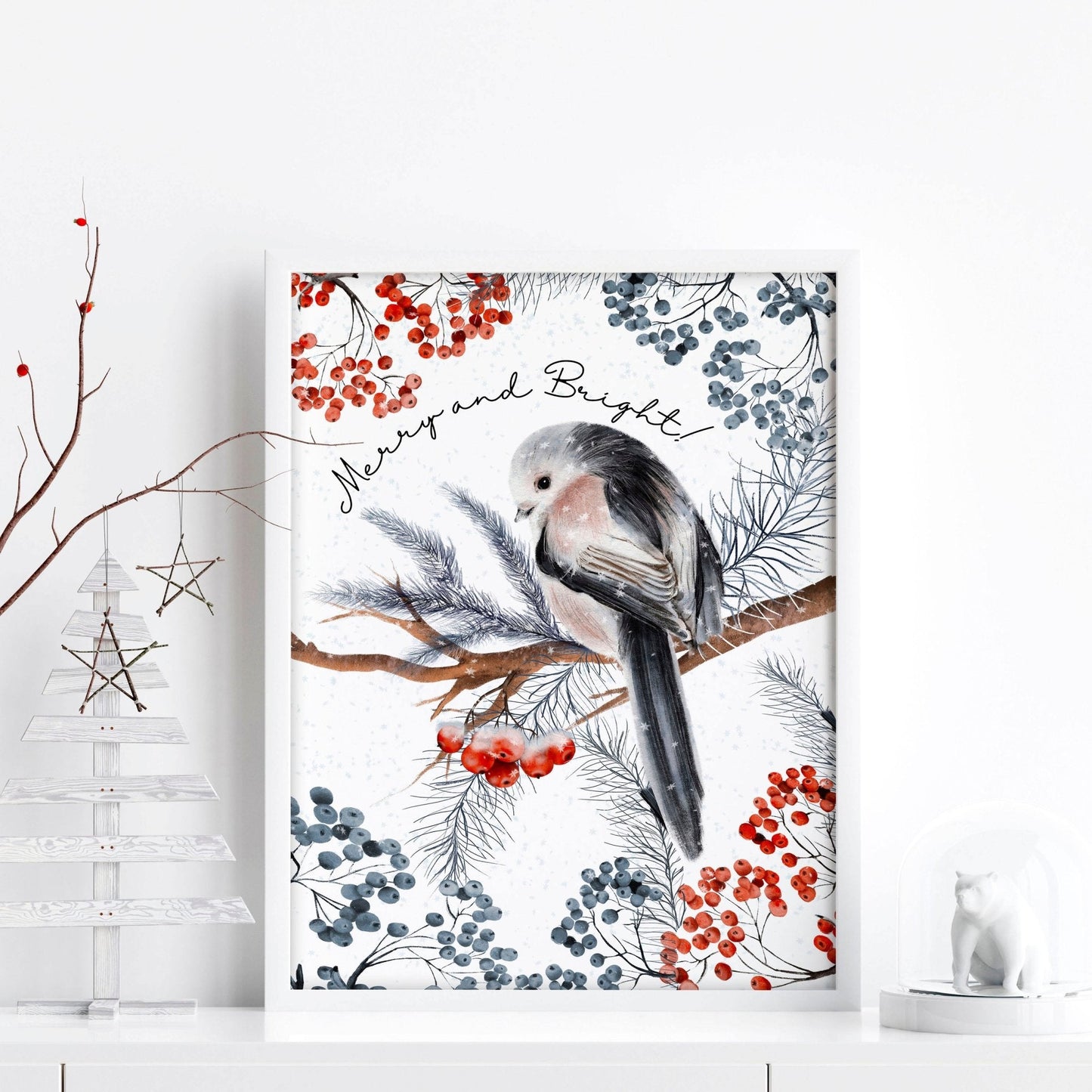 Scandinavian Christmas decoration wall art print