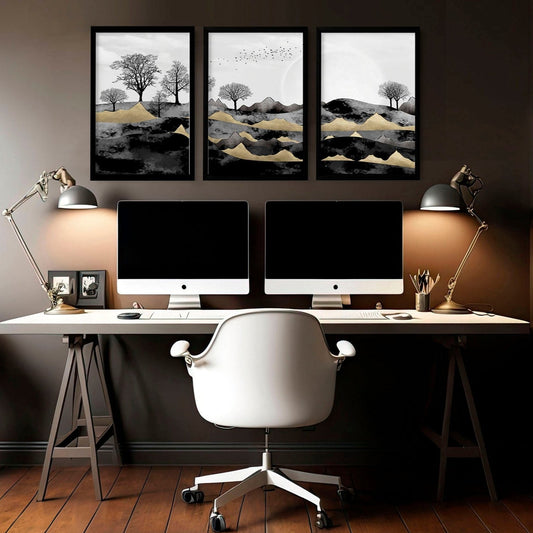 Scandinavian home decor for office | set of 3 wall art prints