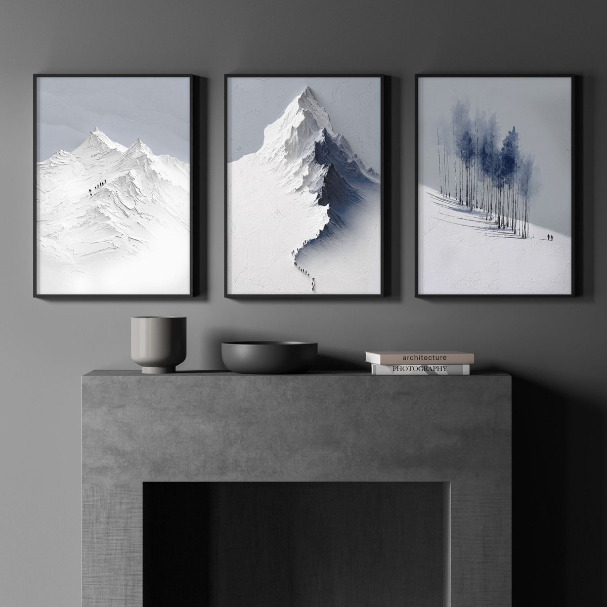 Scandinavian Wall Decor Snow Mountain & Nordic Forest Landscape Wall Art Prints | Set of 3