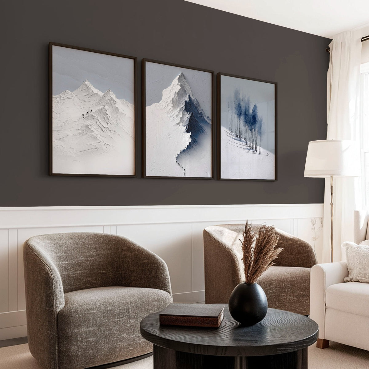 Scandinavian Wall Decor Snow Mountain & Nordic Forest Landscape Wall Art Prints | Set of 3