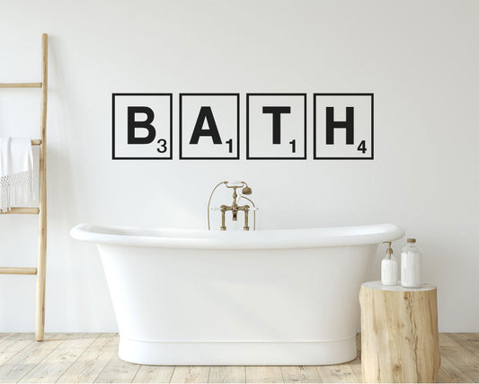 Bath Scrabble Wall Art Sticker – Fun Bathroom Word Decor
