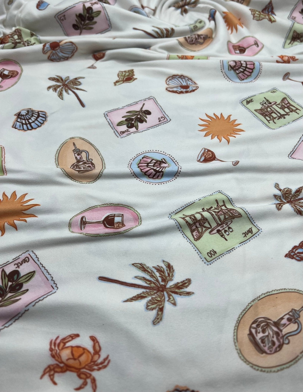 Seaside Super Soft Print Spun Poly Stretch Fabric