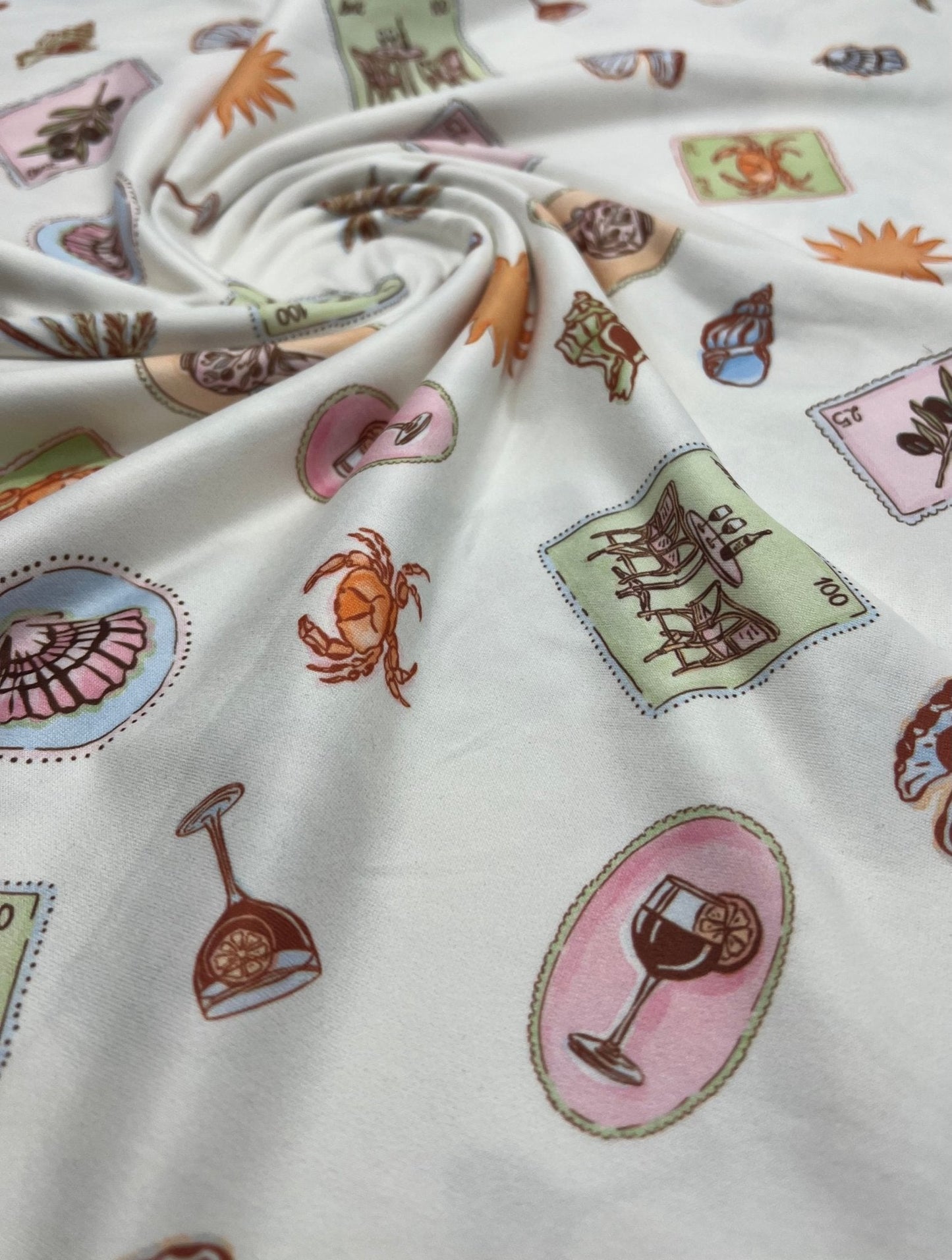 Seaside Super Soft Print Spun Poly Stretch Fabric