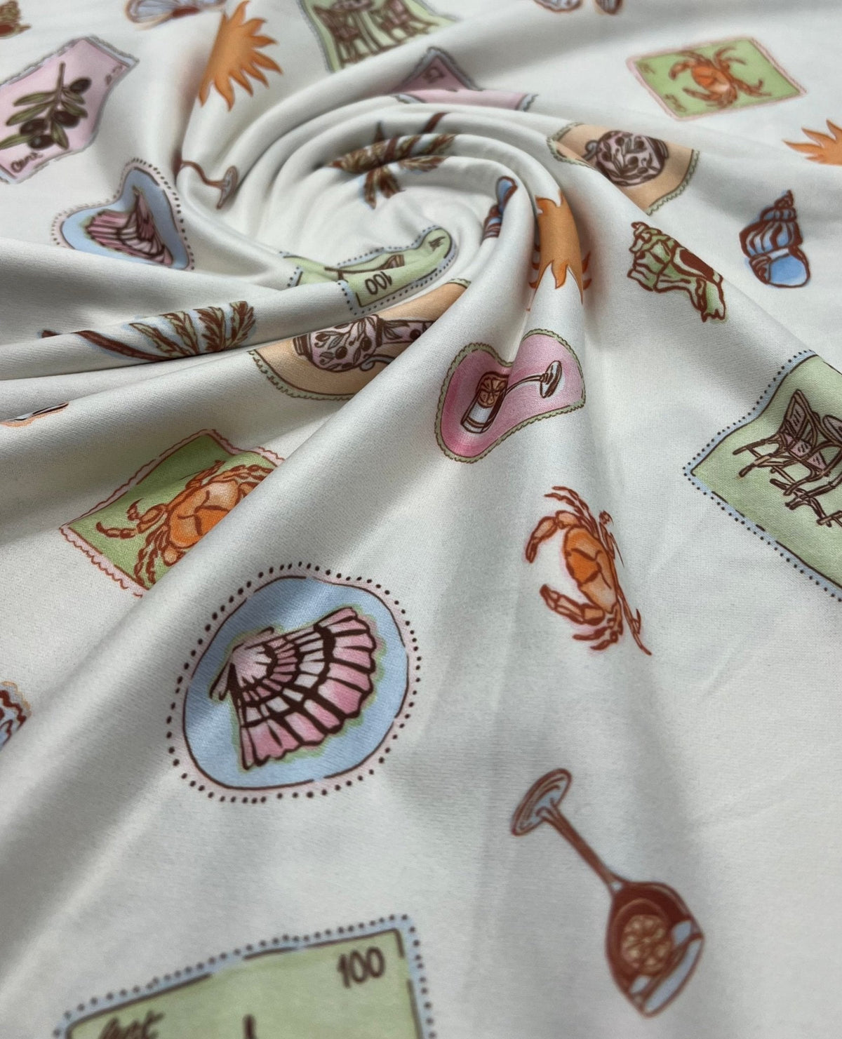 Seaside Super Soft Print Spun Poly Stretch Fabric
