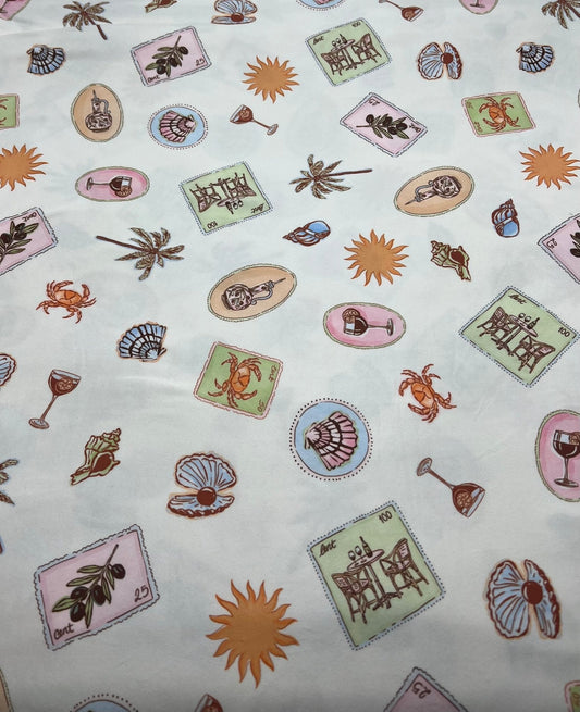 Seaside Super Soft Print Spun Poly Stretch Fabric
