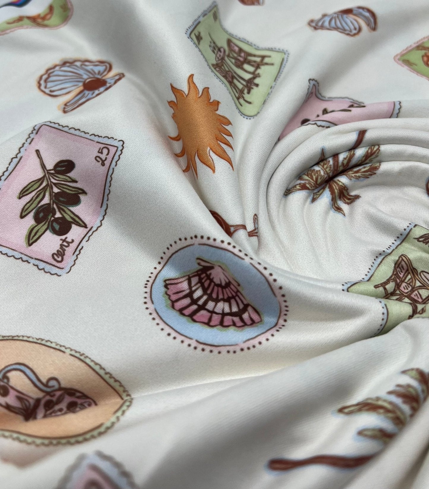 Seaside Super Soft Print Spun Poly Stretch Fabric