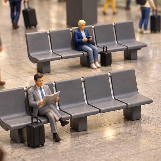 Ready to Paint Station Seating - Row of 5 (4 pack)