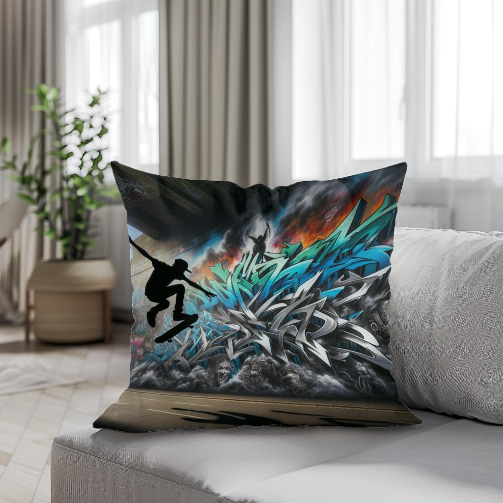Skater's Silhouette Cotton Cushion