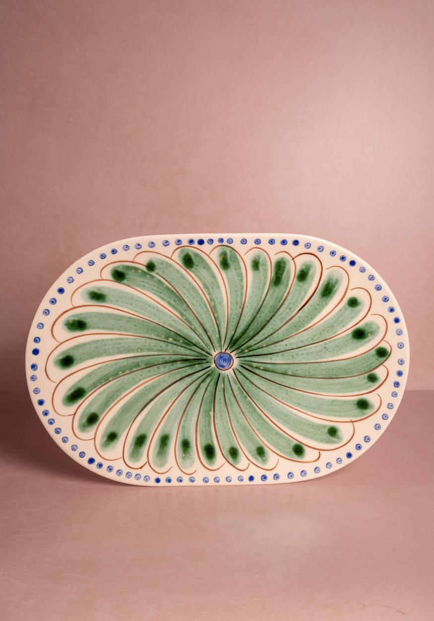 Peacock Serving Plate, Green